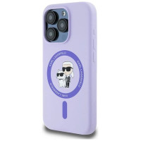 Karl Lagerfeld Silicone Karl&Choupette Heads Ring MagSafe Case for iPhone 15 Pro - Purple
