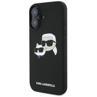 Karl Lagerfeld Silicone Case Nauble Heads Print MagSafe for iPhone 16 Plus - Black