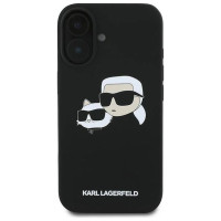 Karl Lagerfeld Silicone Case Nauble Heads Print MagSafe for iPhone 16 Plus - Black