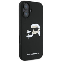 Karl Lagerfeld Silicone Case Nauble Heads Print MagSafe for iPhone 16 Plus - Black