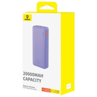 Baseus Airpow 20W 20000mAh Power Bank with Baseus Simple Series USB-A - USB-C 50cm Cable - Purple