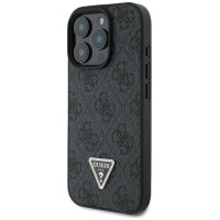 Guess Leather 4G Triangle Strass Case for iPhone 16 Pro - Black
