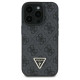 Guess Leather 4G Triangle Strass Case for iPhone 16 Pro - Black