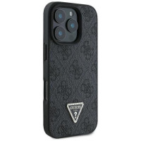 Guess Leather 4G Triangle Strass Case for iPhone 16 Pro - Black