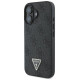 Guess Leather Metal Logo Strass Crossbody Case for iPhone 16 - Black