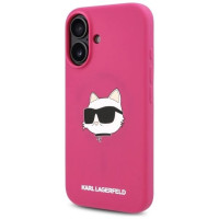 Karl Lagerfeld Silicone Choupette Head Print MagSafe iPhone 16 Case - Fuchsia