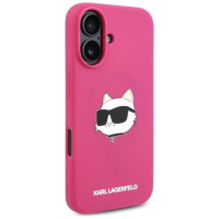 Karl Lagerfeld Silicone Choupette Head Print MagSafe iPhone 16 Case - Fuchsia