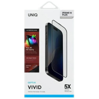 Uniq Optix Vivid tempered glass with applicator for iPhone 16 Plus