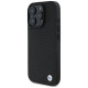 BMW Signature Leather Diamond Metal Logo MagSafe Case for iPhone 16 Pro Max - Black