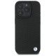 BMW Signature Leather Diamond Metal Logo MagSafe Case for iPhone 16 Pro Max - Black