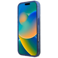 Guess IML Peony On 4G Background MagSafe Case for iPhone 16 Pro - Blue