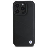BMW Sign Leather Crossing Lines Pattern iPhone 16 Pro Max Case - Black