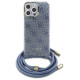 Guess Crossbody Cord 4G Print Case with Lanyard for iPhone 16 Pro - Blue