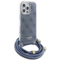 Guess Crossbody Cord 4G Print Case with Lanyard for iPhone 16 Pro - Blue