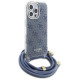 Guess Crossbody Cord 4G Print Case with Lanyard for iPhone 16 Pro - Blue
