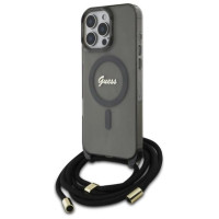 Guess Crossbody Cord Script MagSafe Case for iPhone 16 Pro Max - Black