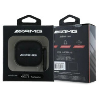 Mercedes AMG Leather White Logo Case for AirPods 4 - Black / White