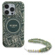 Guess IML Flowers Allover Electro With Pearl Strap MagSafe case for iPhone 16 Pro Max - green