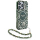 Guess IML Flowers Allover Electro With Pearl Strap MagSafe case for iPhone 16 Pro Max - green