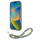 Guess IML Flowers Allover Electro With Pearl Strap MagSafe case for iPhone 16 Pro Max - green