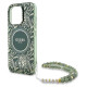 Guess IML Flowers Allover Electro With Pearl Strap MagSafe case for iPhone 16 Pro Max - green