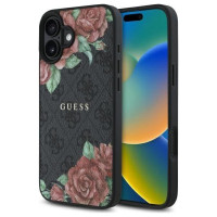 Guess GUHMP16SP4ROPEMCK iPhone 16 6.1" black/black hardcase 4G Flowers Print MagSafe