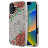 Guess GUHMP16SP4ROPEMCP iPhone 16 6.1" pink/pink hardcase 4G Flowers Print MagSafe