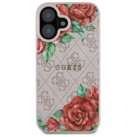 Guess GUHMP16SP4ROPEMCP iPhone 16 6.1" pink/pink hardcase 4G Flowers Print MagSafe
