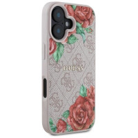 Guess GUHMP16SP4ROPEMCP iPhone 16 6.1" pink/pink hardcase 4G Flowers Print MagSafe