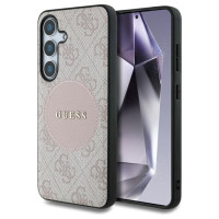 Guess 4G Round Patch Classic Logo MagSafe Case for Samsung Galaxy S25 Pink