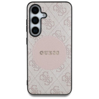 Guess 4G Round Patch Classic Logo MagSafe Case for Samsung Galaxy S25 Pink