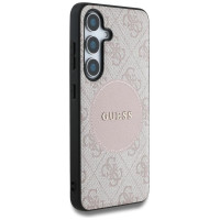 Guess 4G Round Patch Classic Logo MagSafe Case for Samsung Galaxy S25 Pink