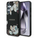 Guess Grained Printed Flower Pattern MagSafe case for Samsung Galaxy S25 black