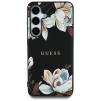 Guess Grained Printed Flower Pattern MagSafe case for Samsung Galaxy S25 black