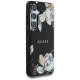 Guess Grained Printed Flower Pattern MagSafe case for Samsung Galaxy S25 black
