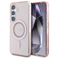 Guess Rhinestones Printed Classic Logo MagSafe Samsung Galaxy S25 Case Pink
