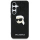 Karl Lagerfeld Leather Monogram Pin Logo Karl Head Samsung Galaxy S25 Case Black