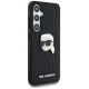 Karl Lagerfeld Leather Monogram Pin Logo Karl Head Samsung Galaxy S25 Case Black