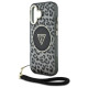 Guess HC IML Leopard Triangle Cord Strap MagSafe case for iPhone 16 - black