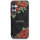 Guess Leather 4G Flowers Print Metal Classic Logo MagSafe Case for Samsung Galaxy S25 - Black