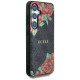 Guess Leather 4G Flowers Print Metal Classic Logo MagSafe Case for Samsung Galaxy S25 - Black