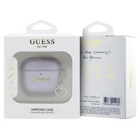 Guess Metallic Script Charm Case for AirPods 4 - Purple
