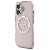 Guess IML Metal Mountain Logo MagSafe iPhone 16 Case - Pink
