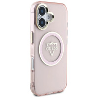 Guess IML Metal Mountain Logo MagSafe iPhone 16 Case - Pink
