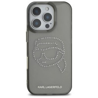 Karl Lagerfeld IML Rhinestones Karl Head Case for iPhone 16 Pro Black