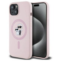 Karl Lagerfeld Silicone Karl&Choupette MagSafe iPhone 15 Plus Case - Pink