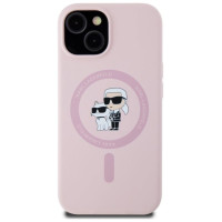 Karl Lagerfeld Silicone Karl&Choupette MagSafe iPhone 15 Plus Case - Pink