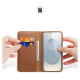 Dux Ducis Hivo Samsung Galaxy S25 Edge Case with Flip and RFID Protection - Brown