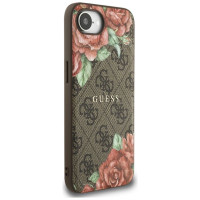 Guess 4G Flowers Print MagSafe case for iPhone 16e - brown