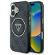 Guess IML Metal Glitter 4G Circle Triangle MagSafe Case for iPhone 16 - Black
